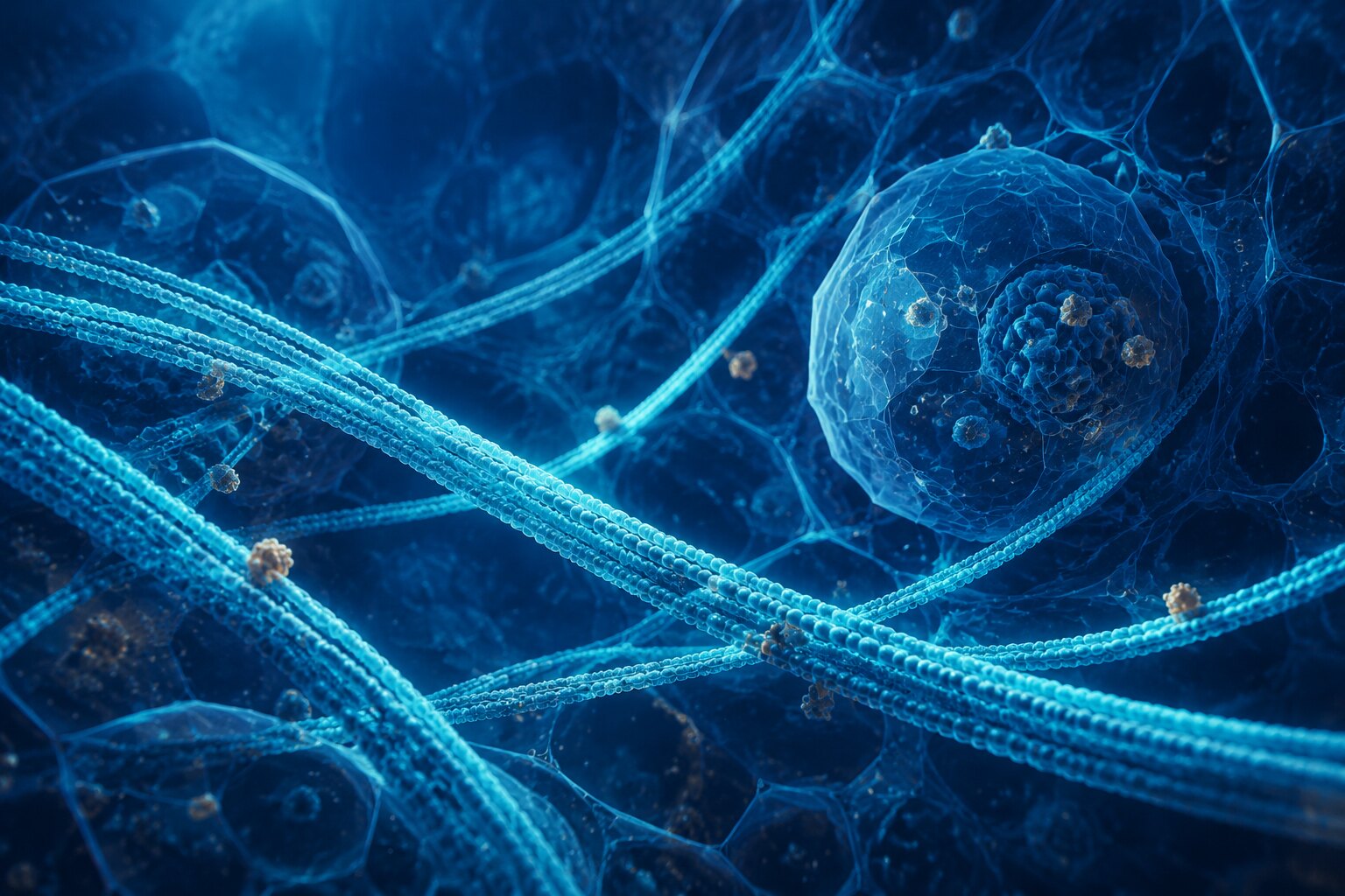 Abstract cellular illustration for mebendazole research